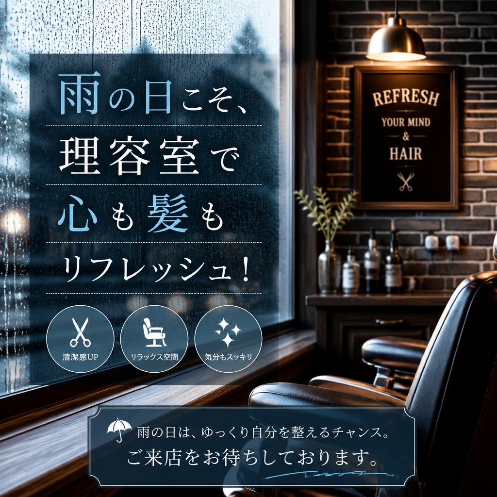 雨の日こそ、理容室で心も髪もリフレッシュ！