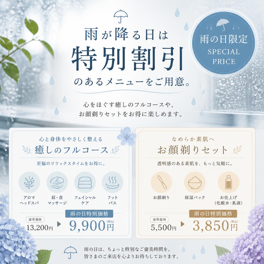 雨の日特別メニュー