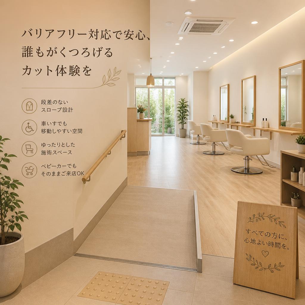 バリアフリー対応で安心、誰もがくつろげるカット体験を