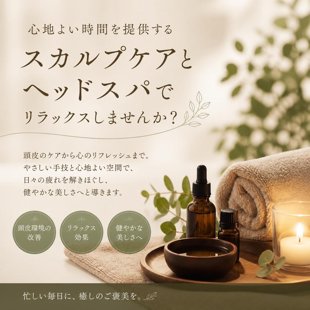 心地よい時間を提供するスカルプケアとヘッドスパでリラックスしませんか？