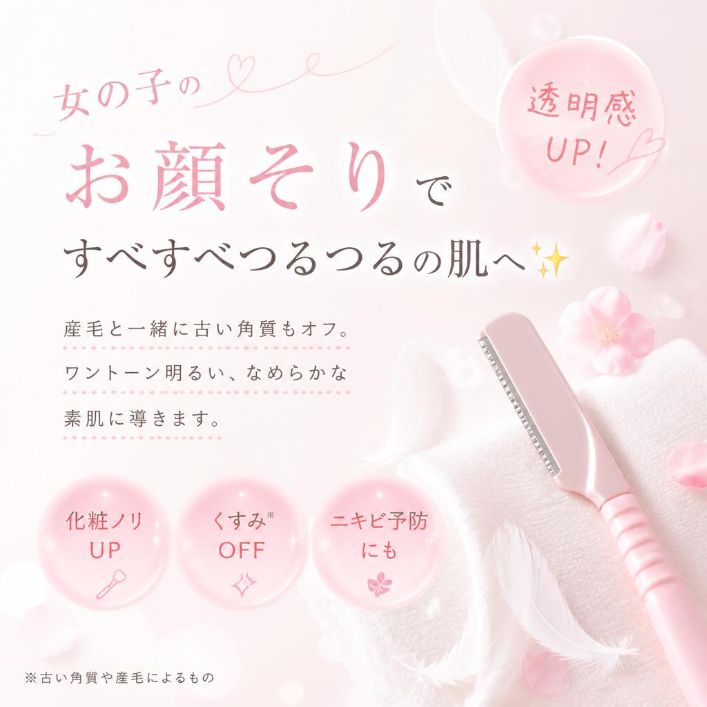 女の子のお顔そりで、すべすべつるつるの肌へ✨