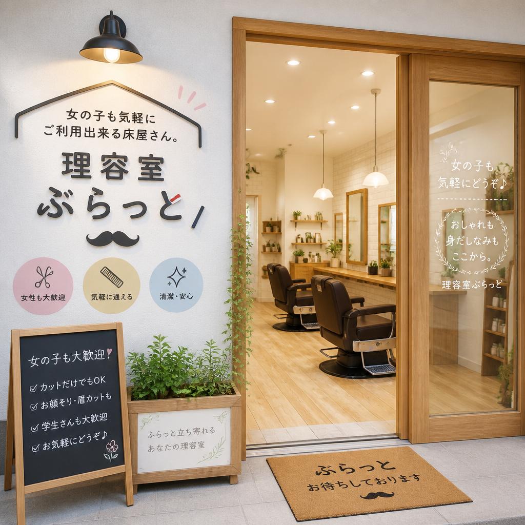 女の子も気軽にご利用出来る床屋さん。理容室ぶらっと。