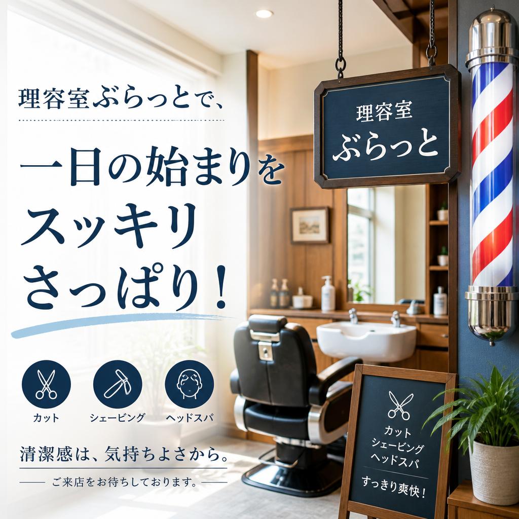 理容室ぶらっとで、一日の始まりをスッキリさっぱり！