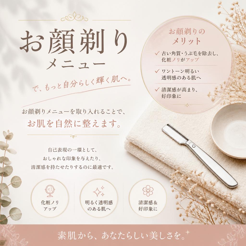 顔剃りメニューのご紹介